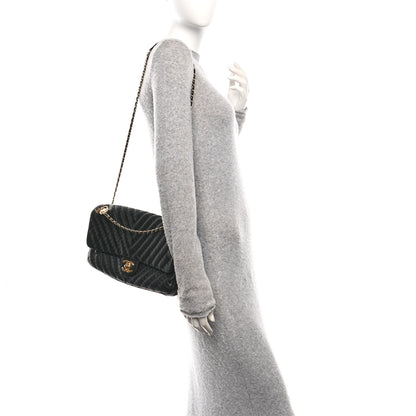 Chanel Calfskin Surpique Chevron Large Flap Black 3 of 14