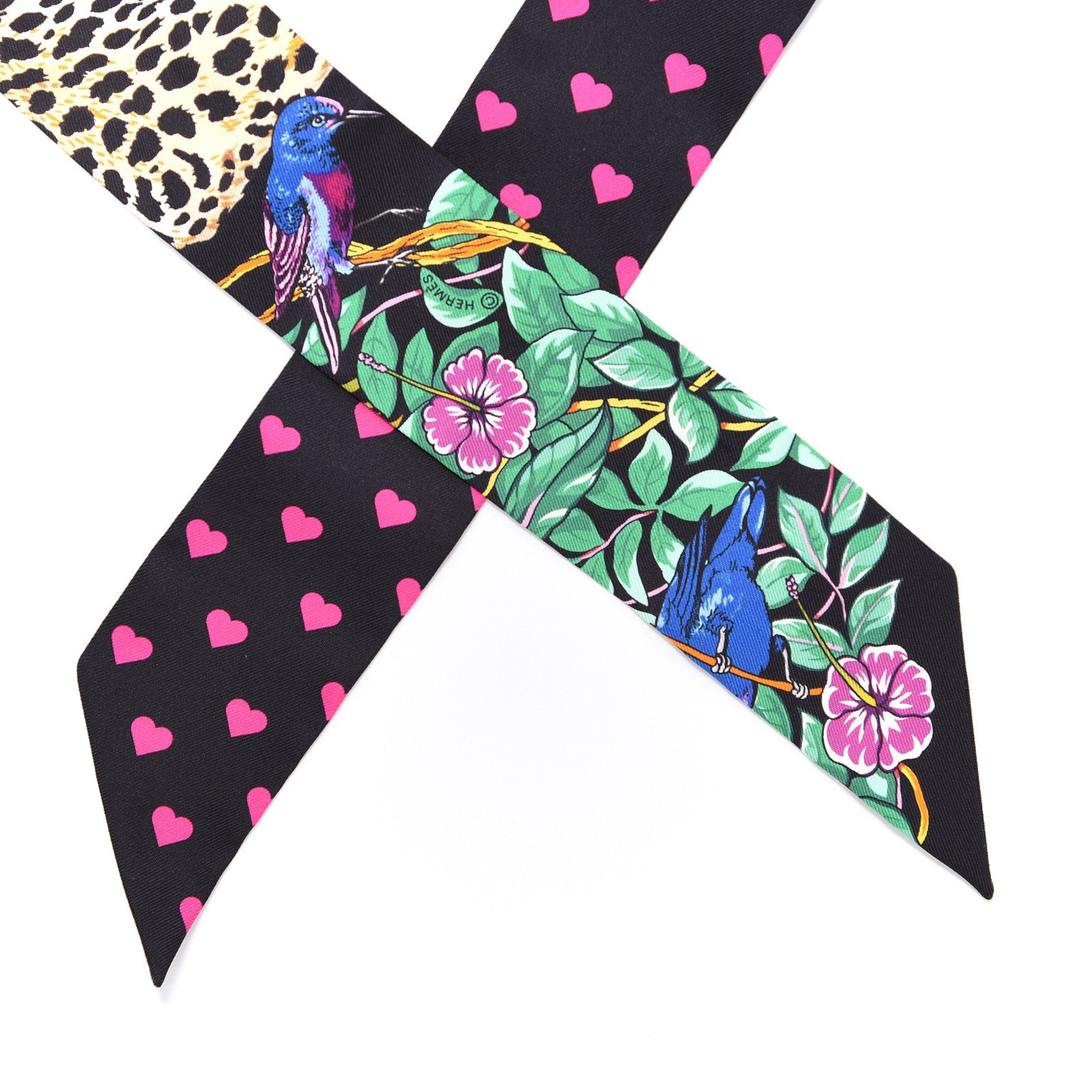 Hermes Silk Jungle Love Love Twilly Black Vert Rose Vif 3 of 3