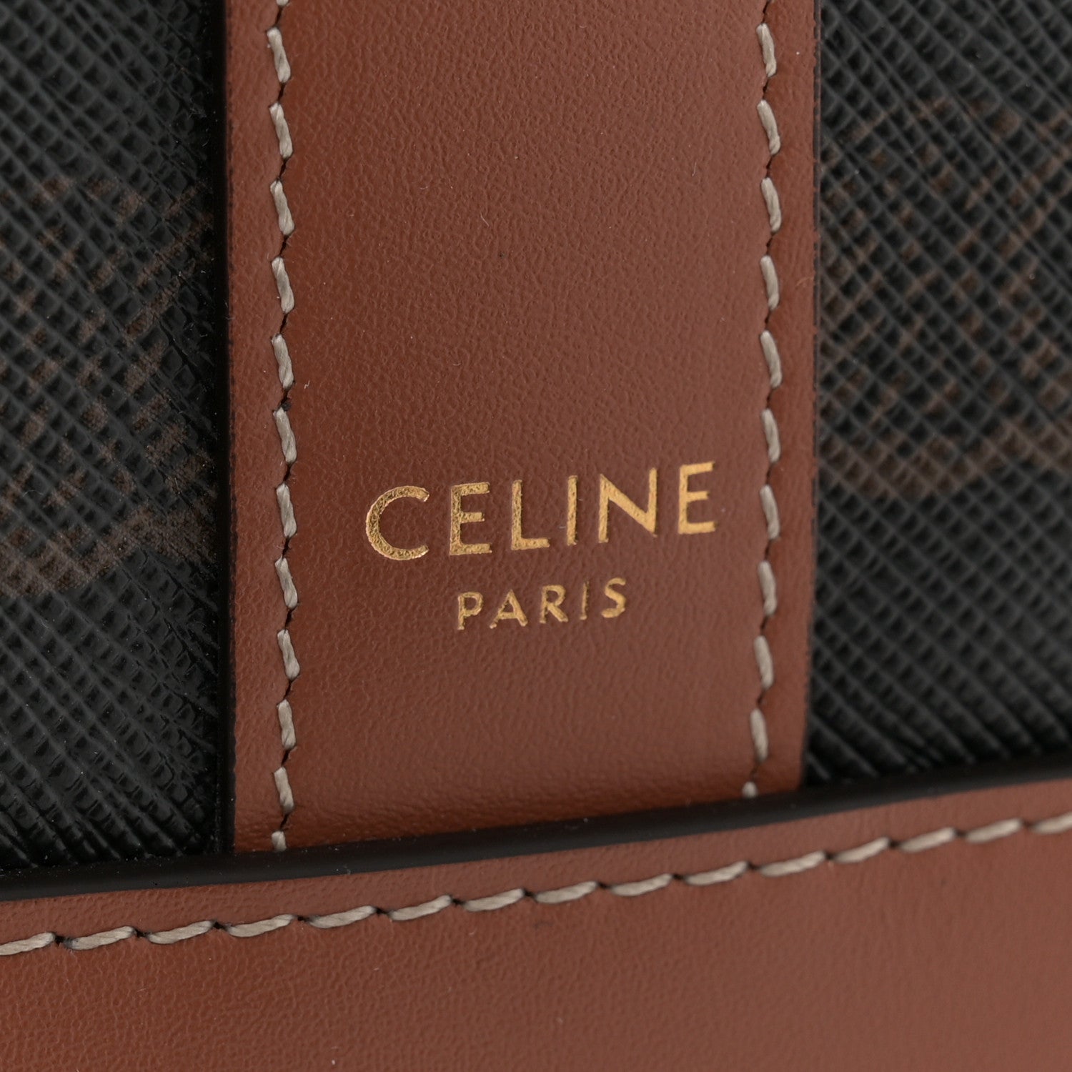 Celine Triomphe Canvas Calfskin Medium Bucket Bag Tan 6 of 11