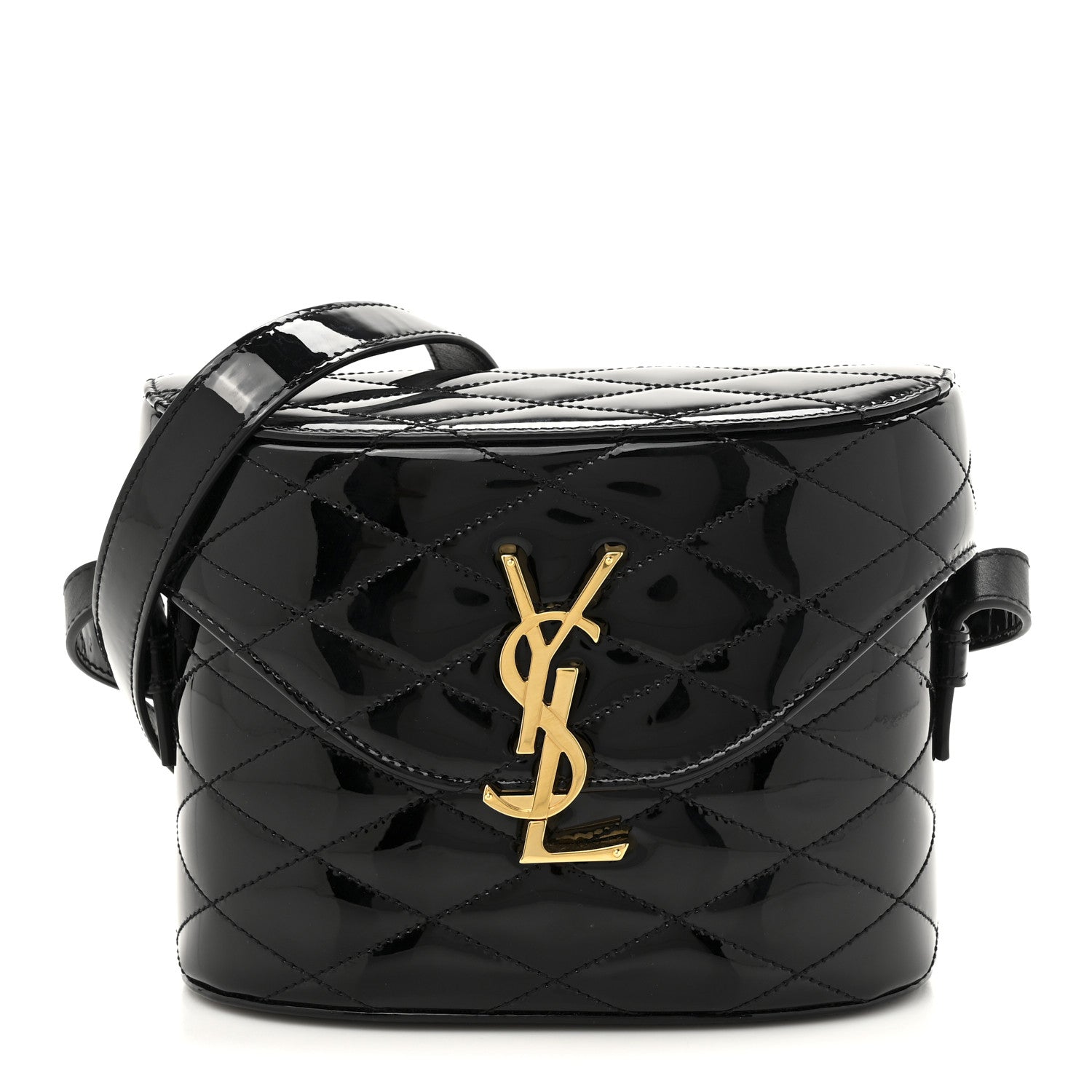 Saint Laurent Patent Matelasse Monogram June Box Bag Black 1 of 10