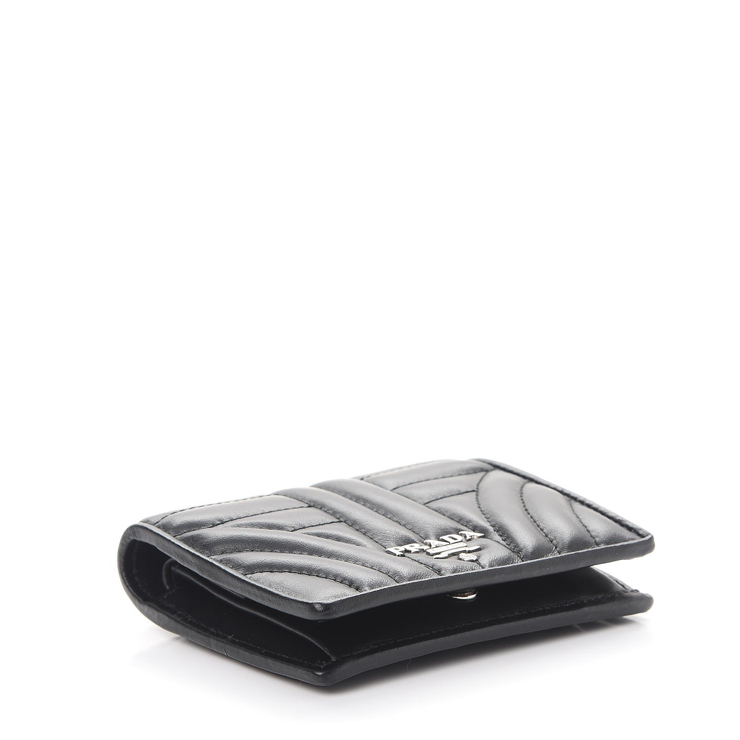 Prada Soft Calfskin Impunture Diagramme Wallet Black 4 of 8