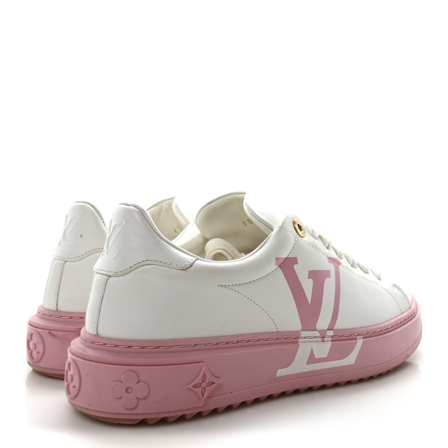 Calfskin LV Timeout Sneaker 40 White Rose Clair