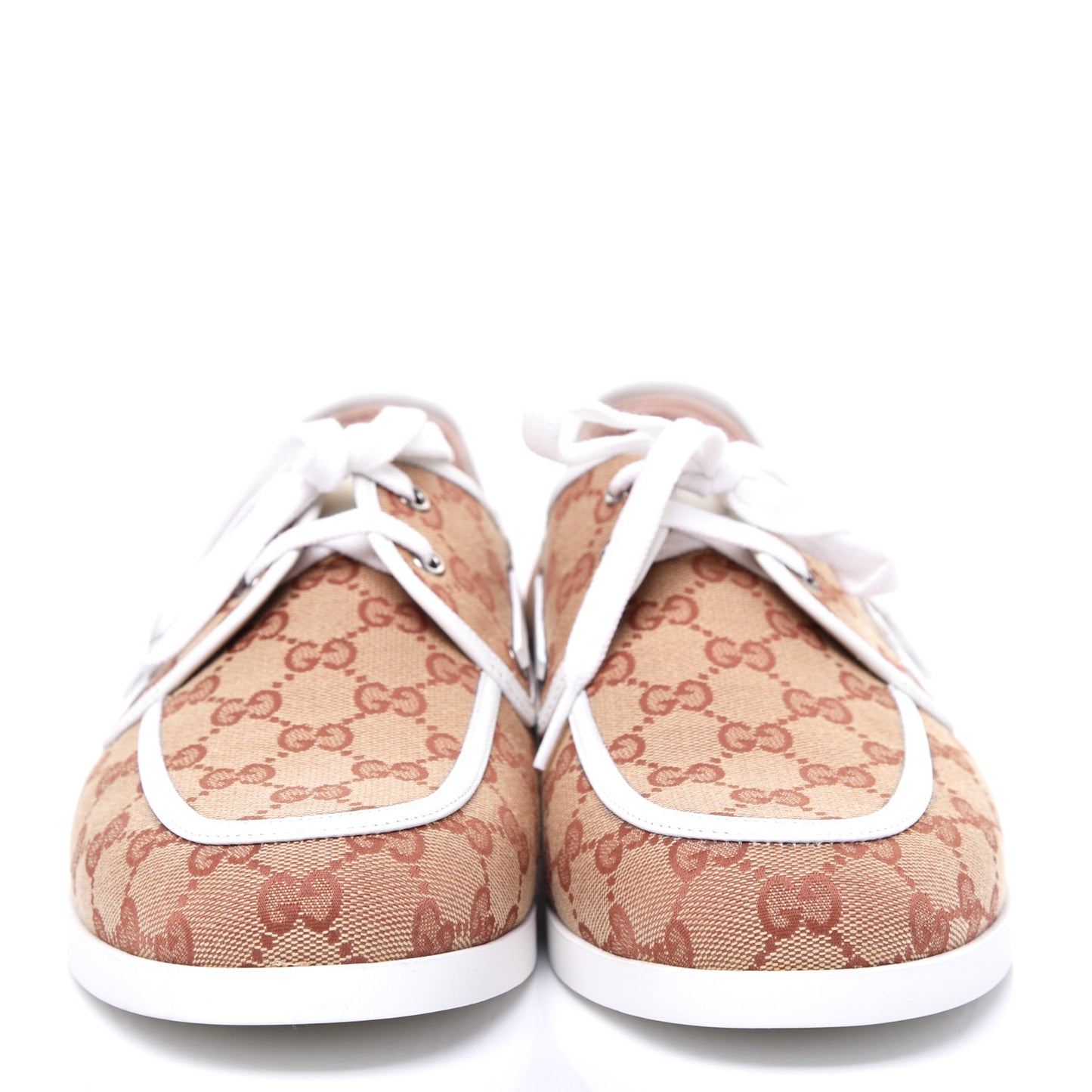 Monogram Mens Boat Shoes 10 Beige Ruggine White