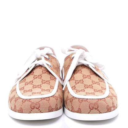 Gucci Monogram Mens Boat Shoes 10 Beige Ruggine White 2 of 8