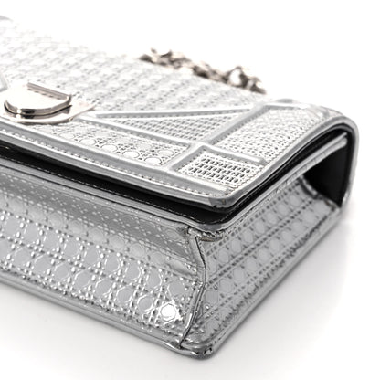 Christian Dior Metallic Patent Micro-Cannage Mini Diorama Flap Bag Silver 9 of 9