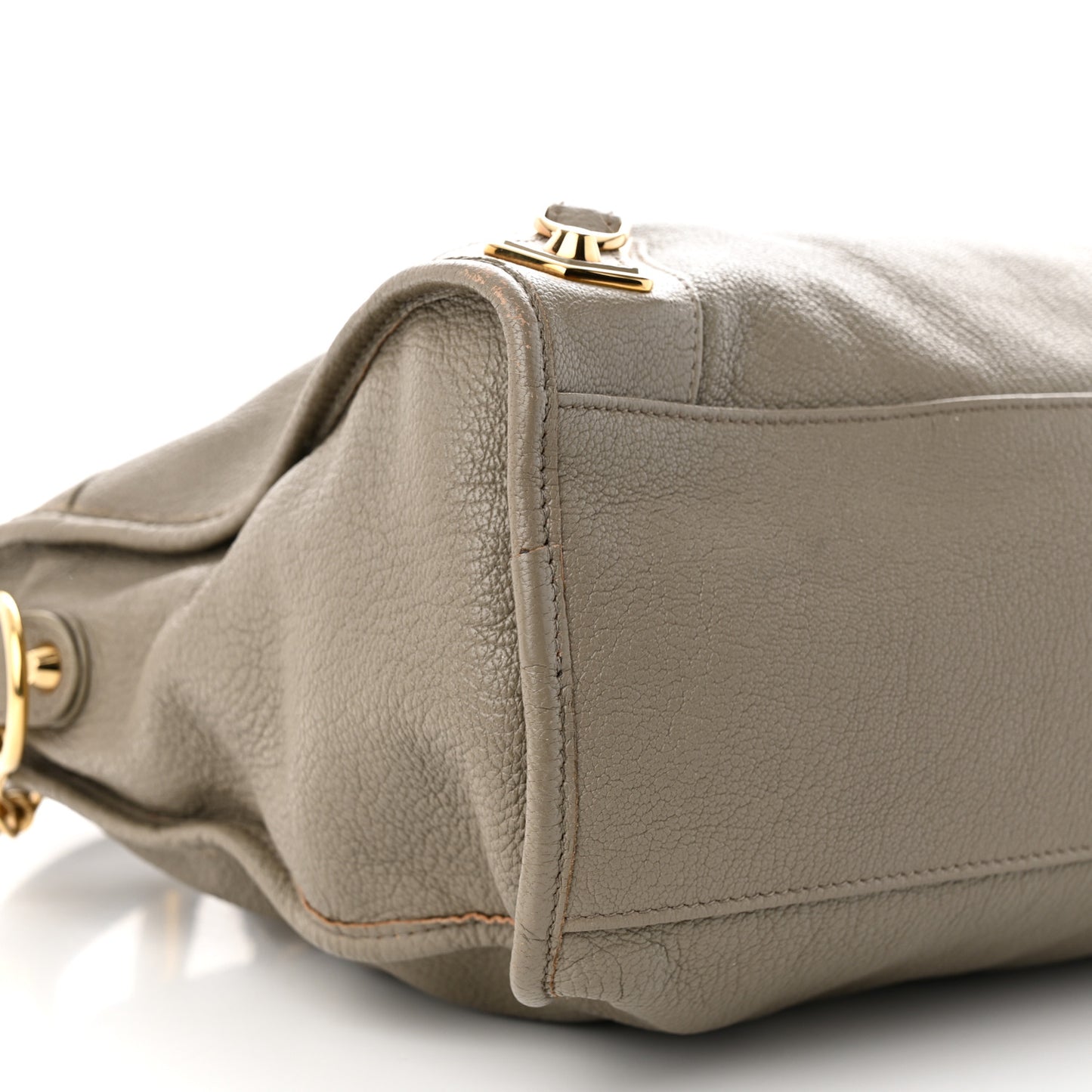 Chevre Gold Metallic Edge Hardware City Gris Taupe
