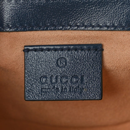 Gucci Vintage Effect Calfskin Matelasse Diagonal Super Mini Torchon GG Marmont Shoulder Bag Blue Agata Mystic White 6 of 10
