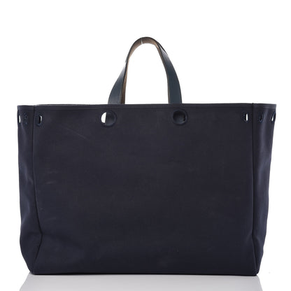 Hermes Toile Vache Hunter Herbag Cabas MM Bleu Marine 4 of 23