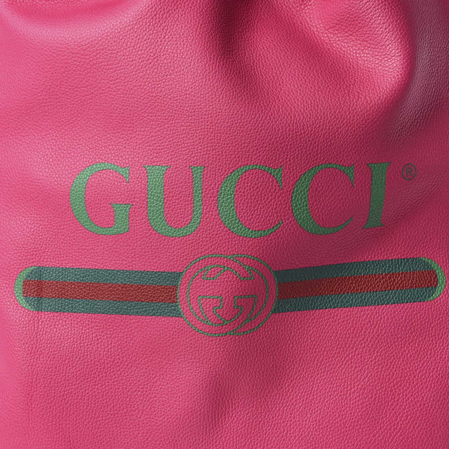 Grained Calfskin Logo Drawstring Backpack Box Pink Green Black