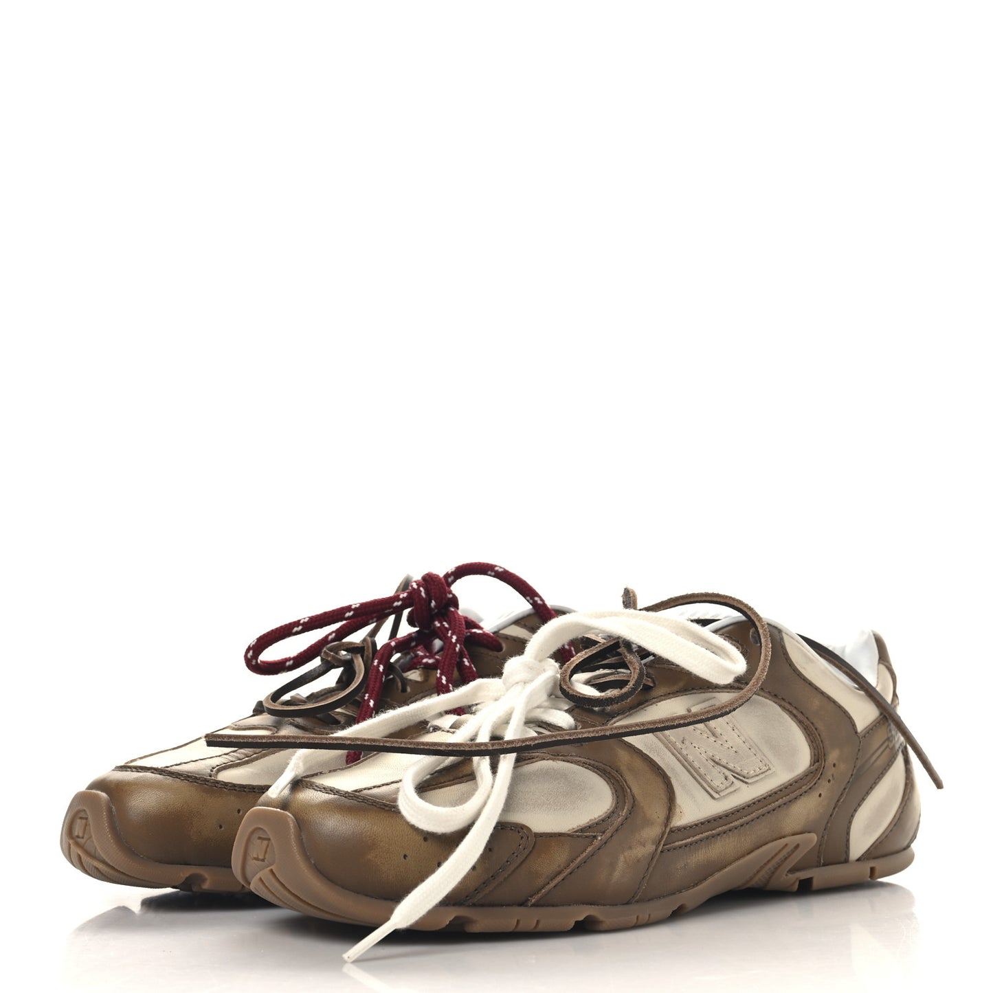 X NEW BALANCE Bleached Calfskin 530 SL Sneakers 37.5 Cinnamon Travertine Gray