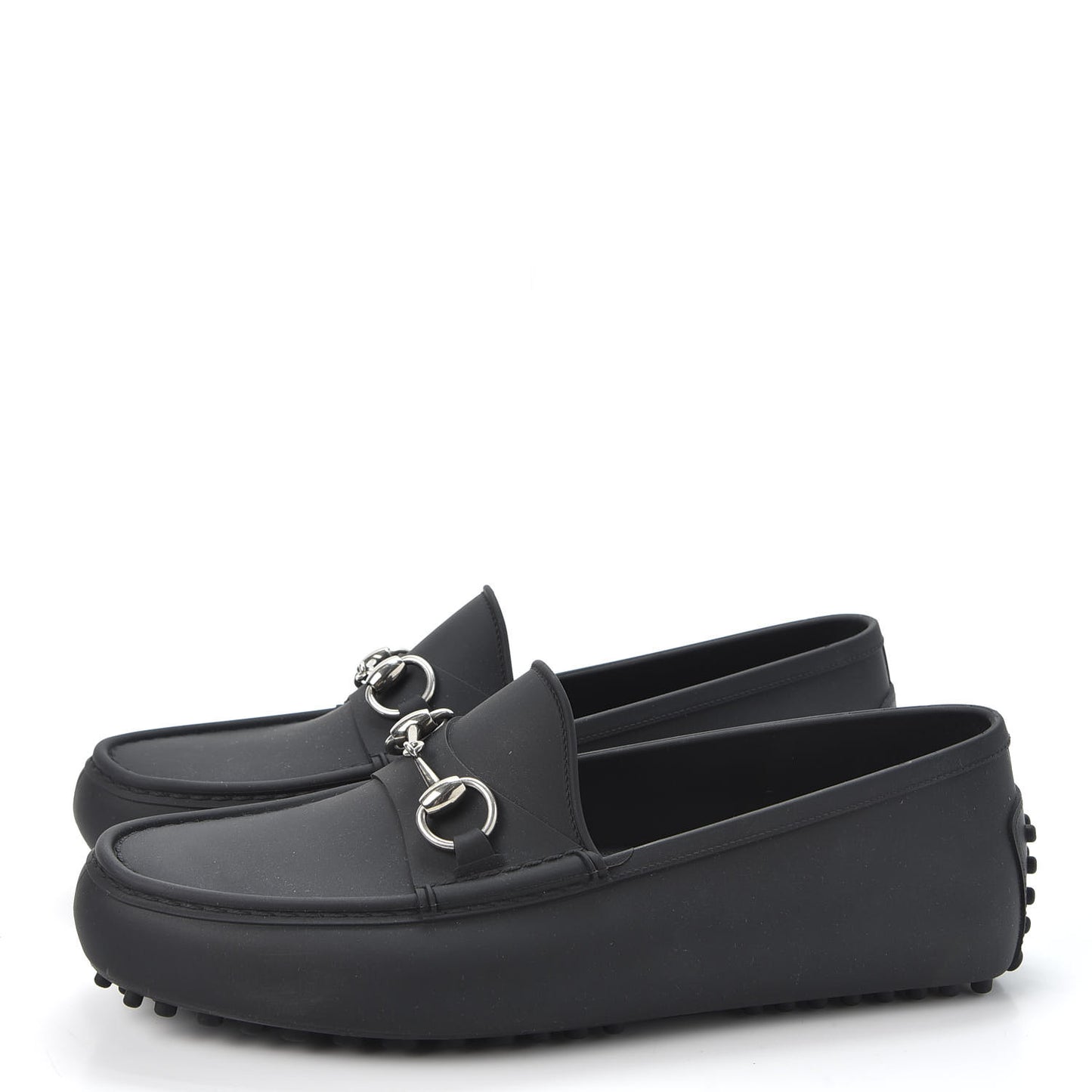 Rubber Mens Horsebit Driver Loafers 7 Black