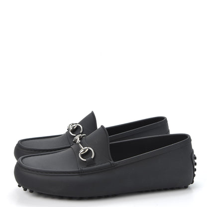 Gucci Rubber Mens Horsebit Driver Loafers 7 Black 2 of 9