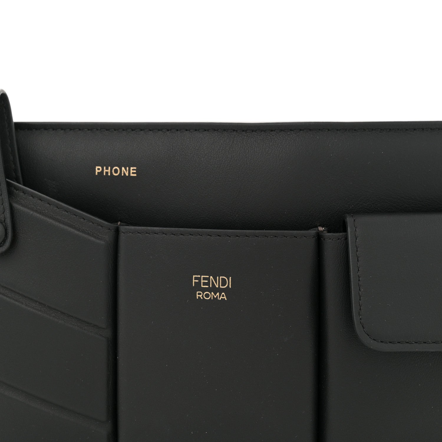 Fendi Vitello Grace Matte 3 Pocket Belt Pouch Black 7 of 10