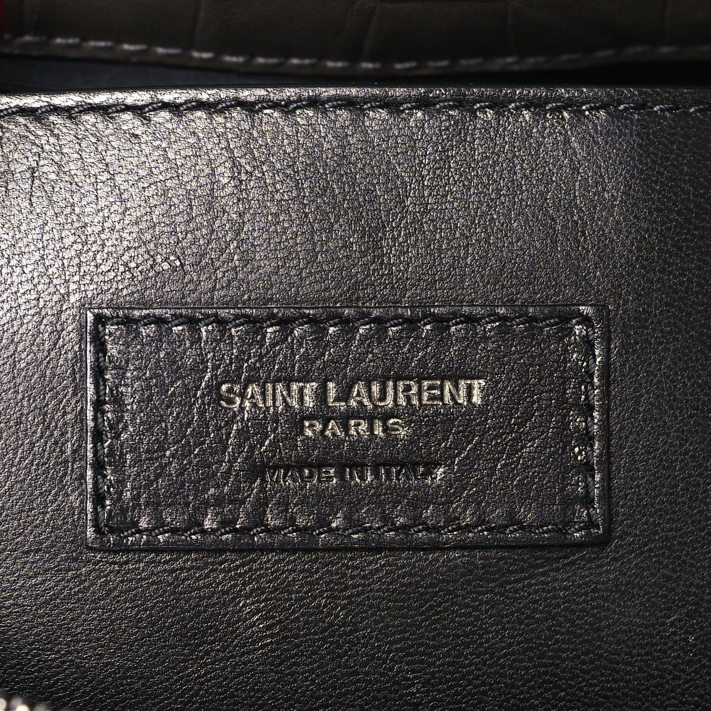 Calfskin Crocodile Embossed Medium West Hollywood Monogram Fold-Over Grey