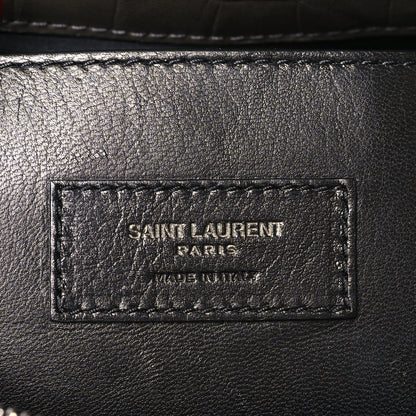 Saint Laurent Calfskin Crocodile Embossed Medium West Hollywood Monogram Fold-Over Grey 6 of 9