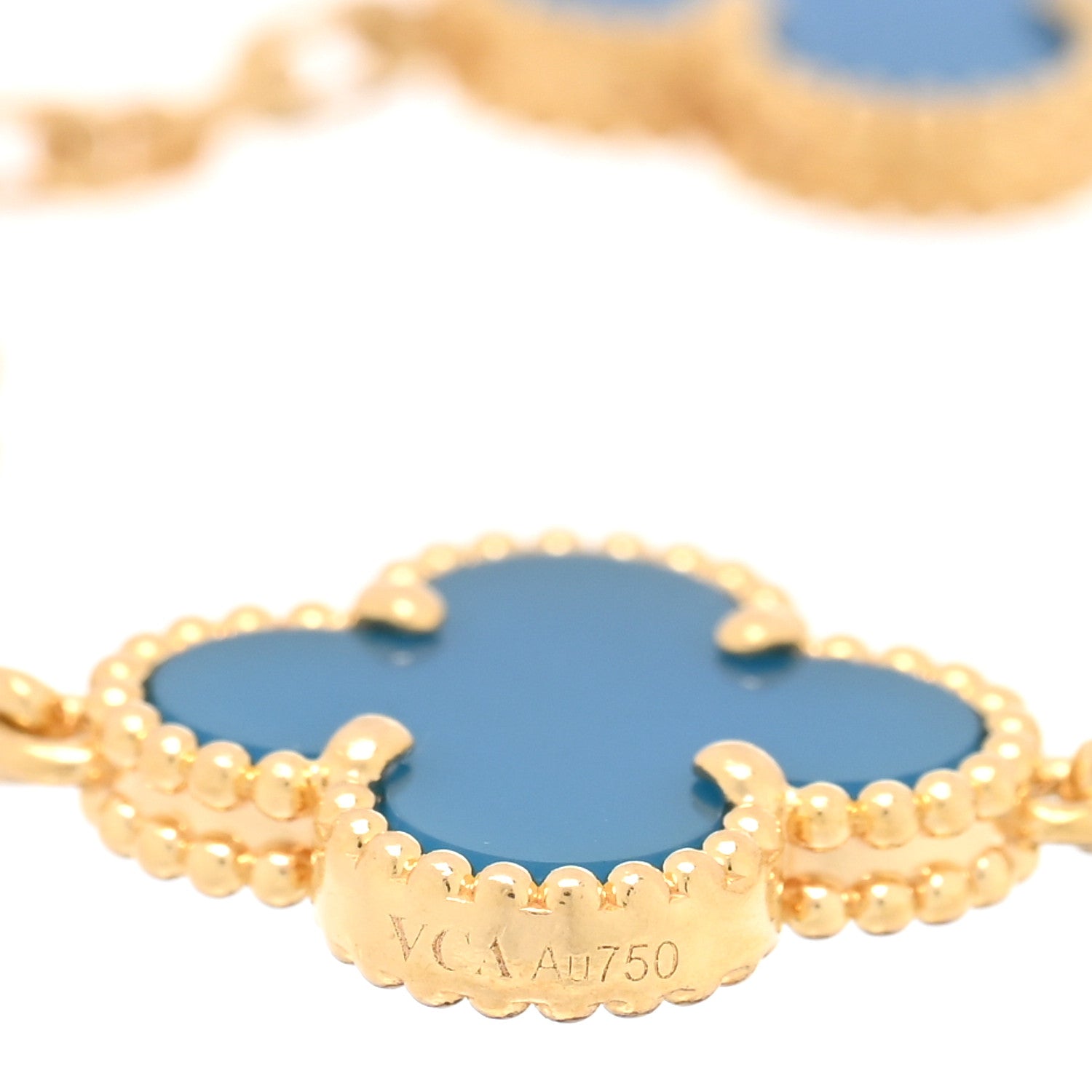 Van Cleef & Arpels 18K Yellow Gold Blue Agate 5 Motifs Vintage Alhambra Bracelet 3 of 3