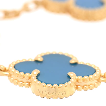 Van Cleef & Arpels 18K Yellow Gold Blue Agate 5 Motifs Vintage Alhambra Bracelet 3 of 3