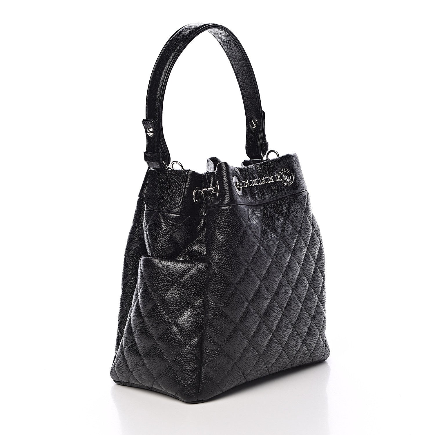 Chanel Caviar Quilted Small Chain Bucket Bag Black 3 of 11