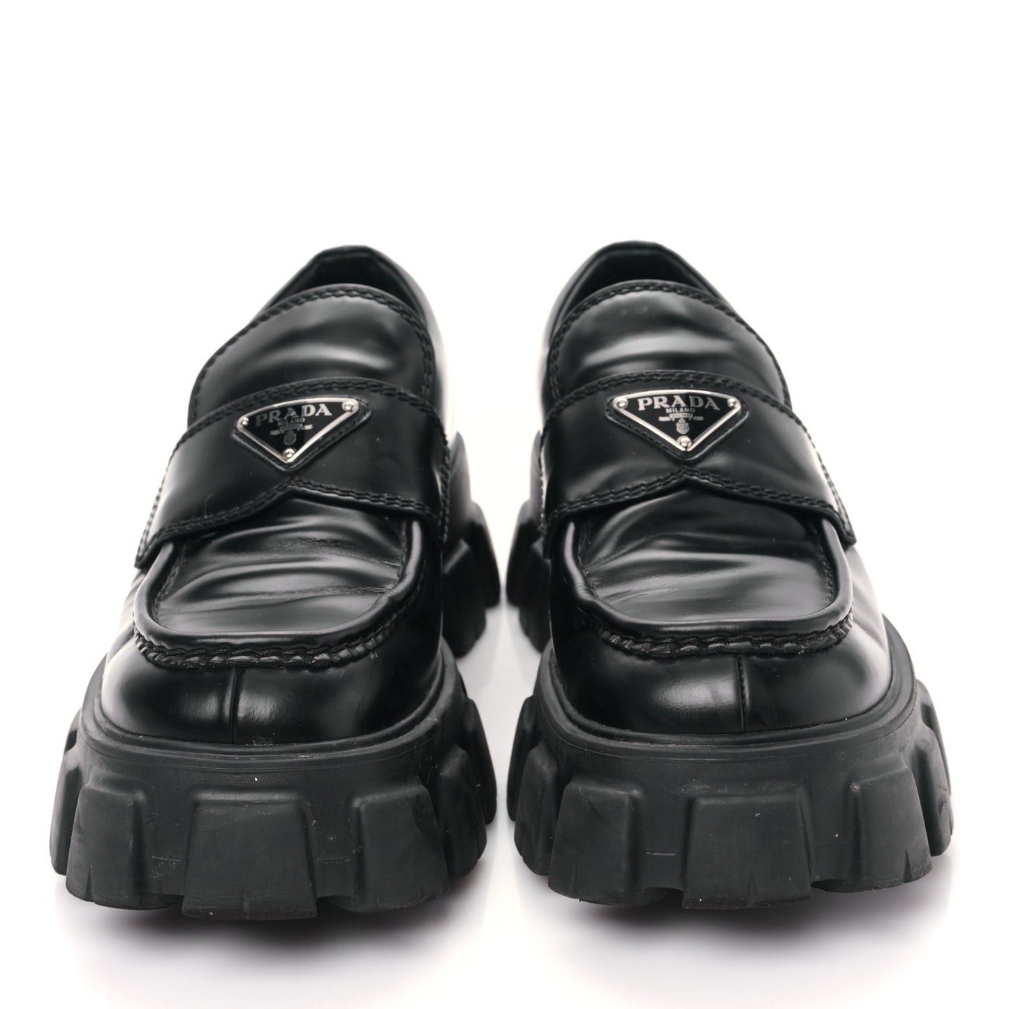 Spazzolato Rois Metal Triangle Logo Mens Monolith 60mm Loafers 7 Black