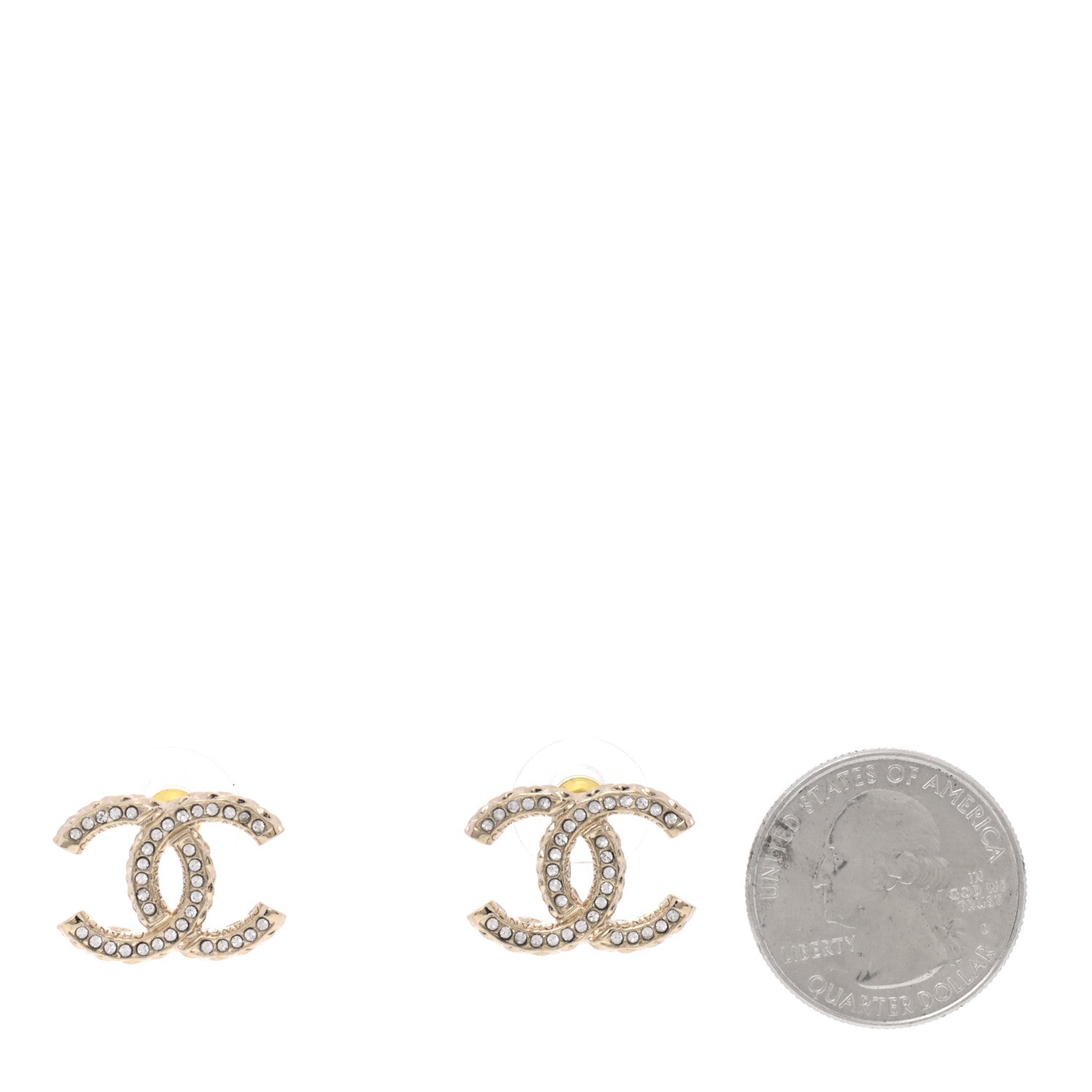 Chanel Crystal CC Earrings Gold 2 of 5