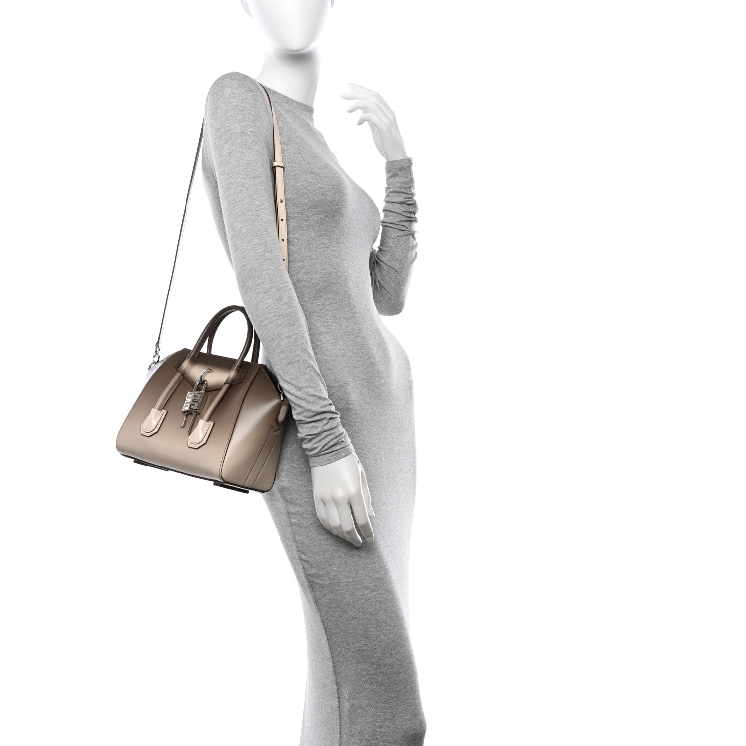 Givenchy Box Calfskin Gradient Mini Lock Antigona Shoulder Bag Brown Beige 2 of 15