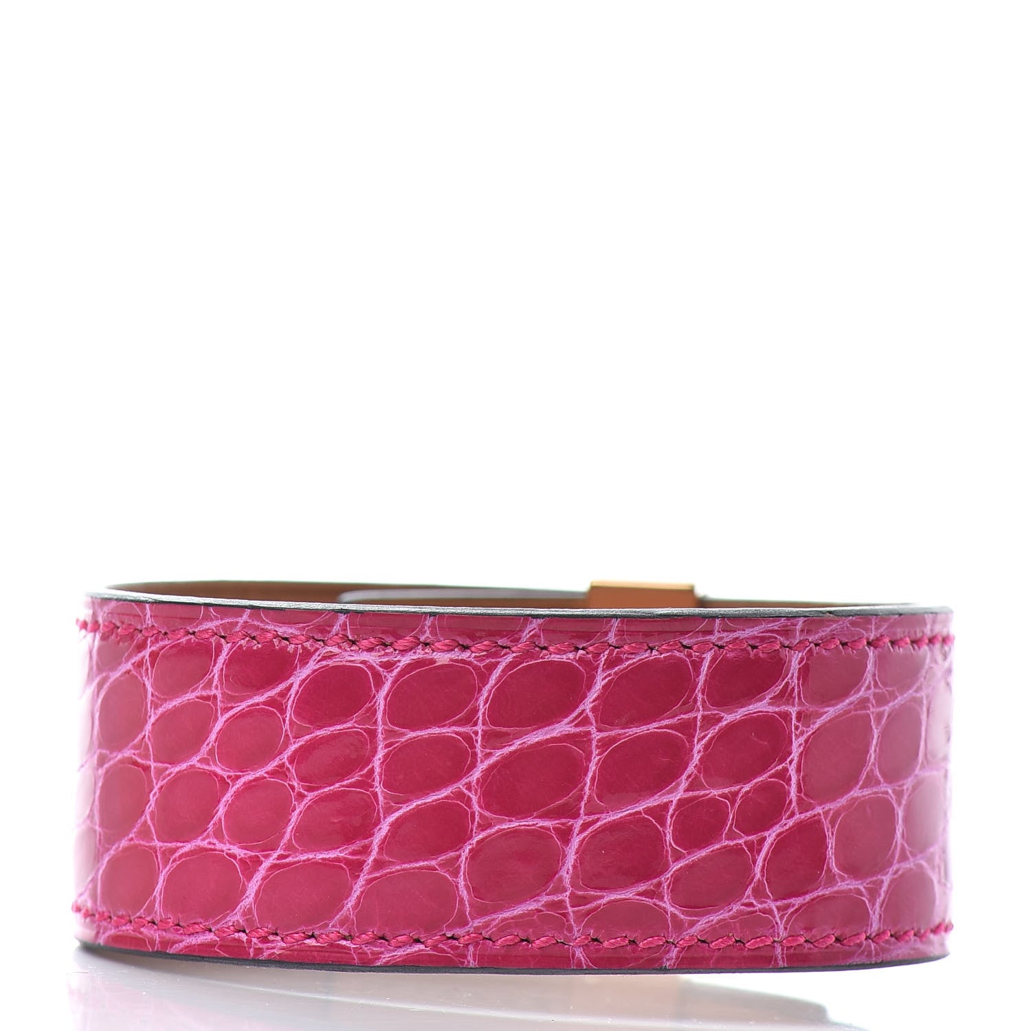 Hermes Shiny Alligator Collier de Chien CDC 24 Bracelet T2 Rose Pourpre 3 of 5