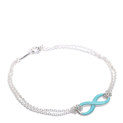 Tiffany Sterling Silver Enamel Infinity Bracelet Blue 1 of 6