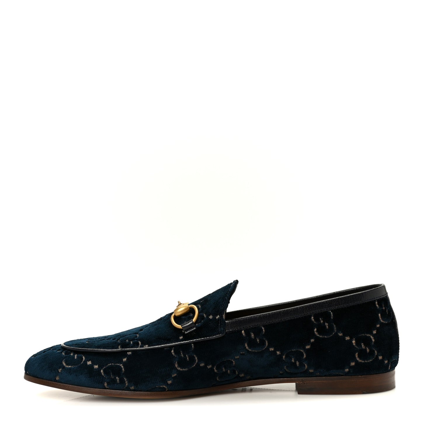 Velvet GG Monogram Horsebit Mens Jordaan Loafers  11 Blue Beige