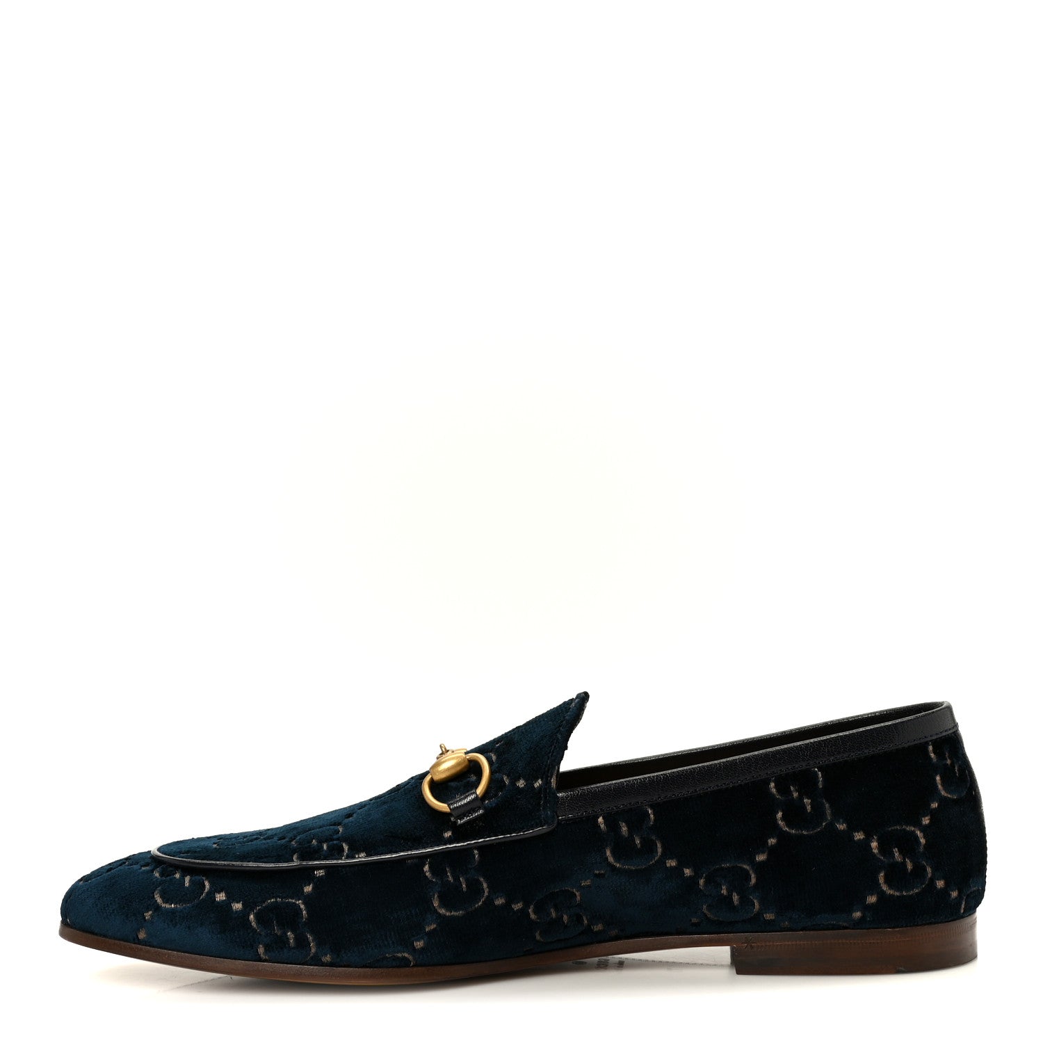 Gucci Velvet GG Monogram Horsebit Mens Jordaan Loafers  11 Blue Beige 1 of 10