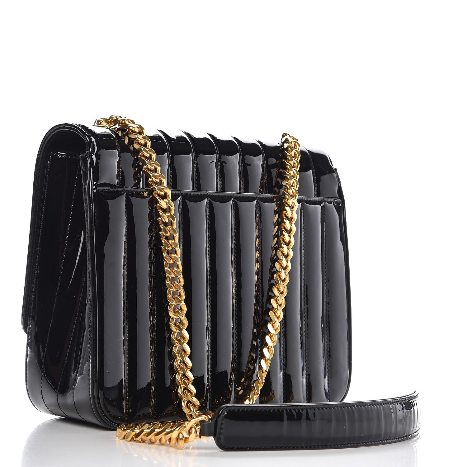 Saint Laurent Patent Matelasse Monogram Large Vicky Chain Bag Black 3 of 11