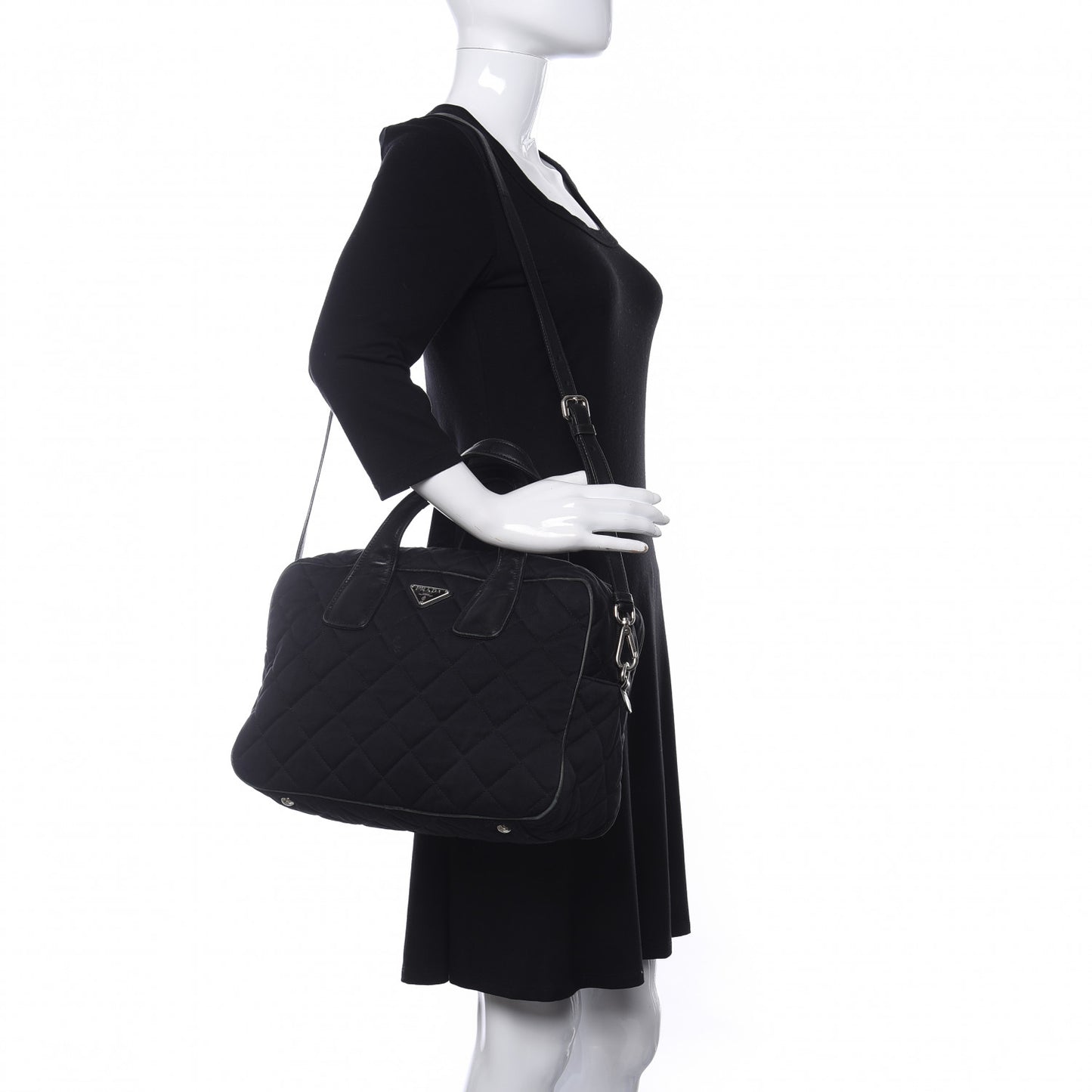Nylon Tessuto Impuntu Quilted Bowler Black