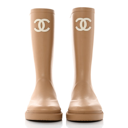 Chanel Caoutchouk CC High Boots 35 Beige 2 of 9