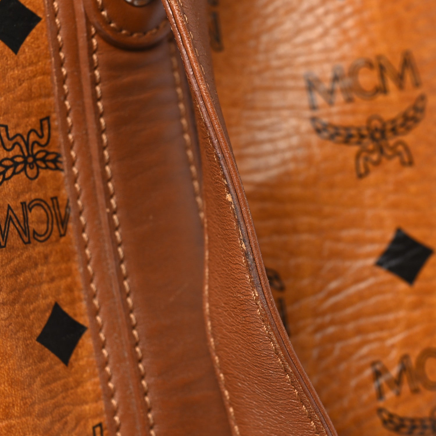 MCM Visetos Shopping Tote Cognac 9 of 12