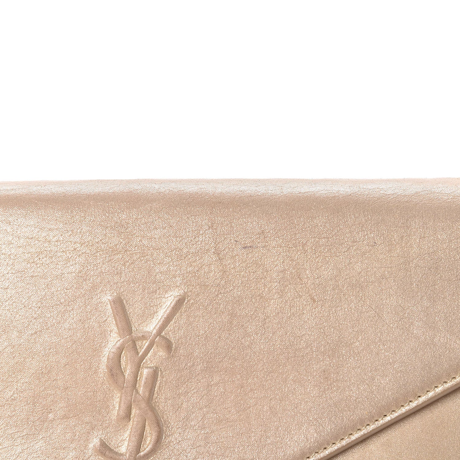 Saint Laurent Metallic Fabric Monogram Envelope Chain Wallet Light Gold 18 of 18
