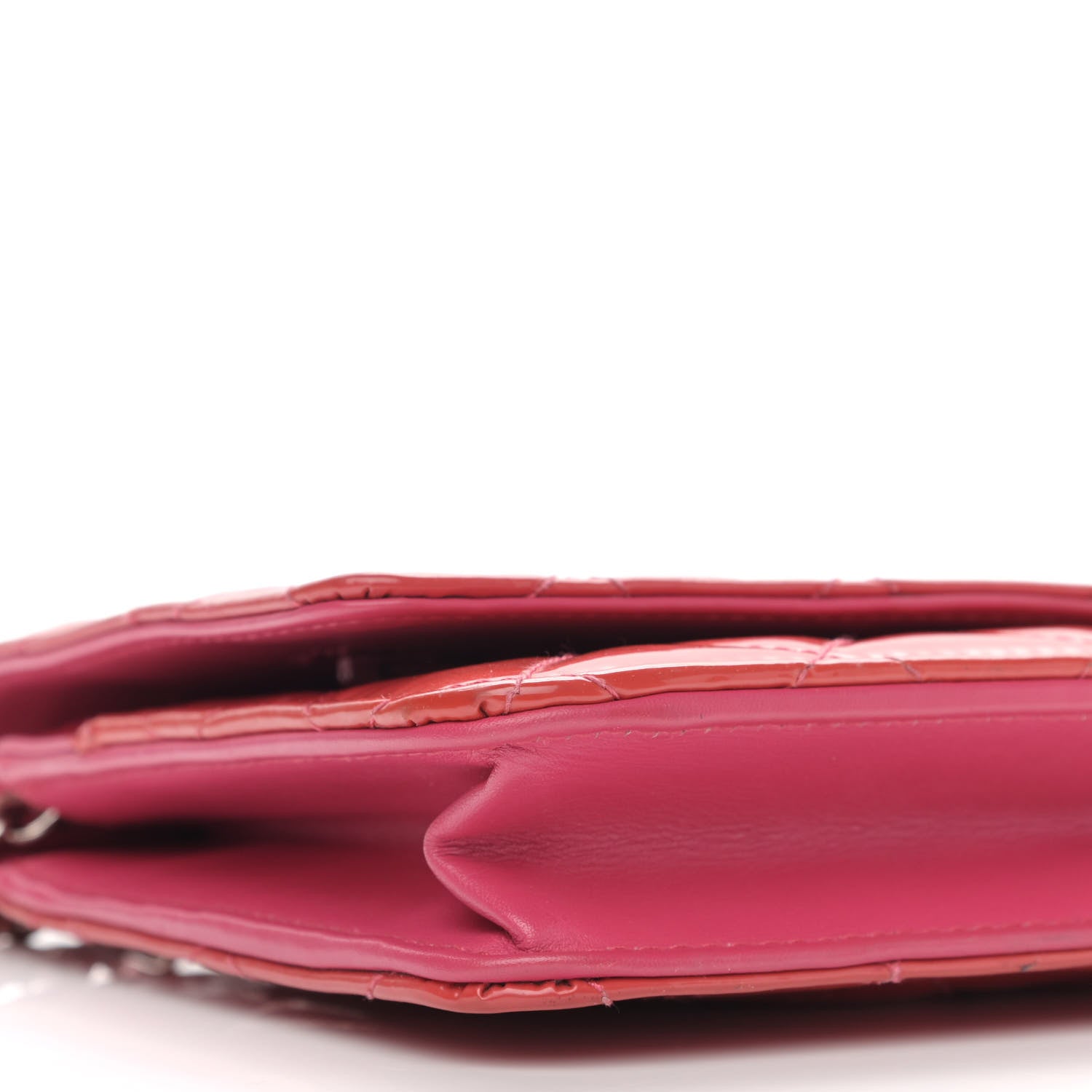 Chanel Patent Calfskin Quilted Wallet On Chain WOC Pink 10 of 12
