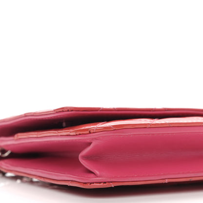 Chanel Patent Calfskin Quilted Wallet On Chain WOC Pink 10 of 12