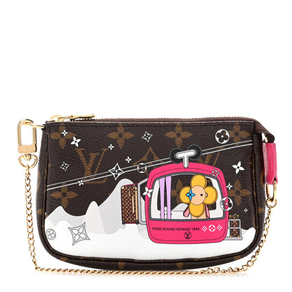 Louis Vuitton Monogram 2019 Christmas Animation Mini Courchevel Pochette Accessories Fuchsia 1 of 8
