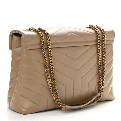 Saint Laurent Calfskin Y Quilted Monogram Medium Loulou Chain Satchel Dark Beige 3 of 11