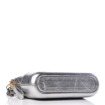 Chanel Metallic Lambskin Calfskin Quilted Small Gabrielle Clutch With Chain Silver 5 of 13