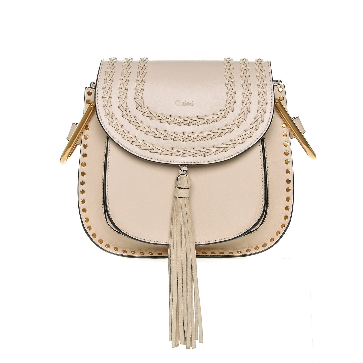 Calfskin Braided Small Hudson Shoulder Bag Abstract White