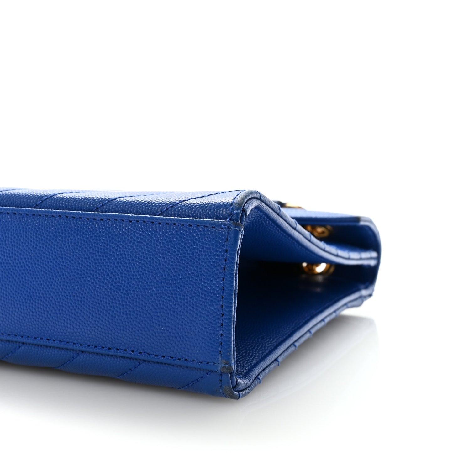 Grain De Poudre Matelasse Chevron Large Monogram Satchel Blue Majorelle