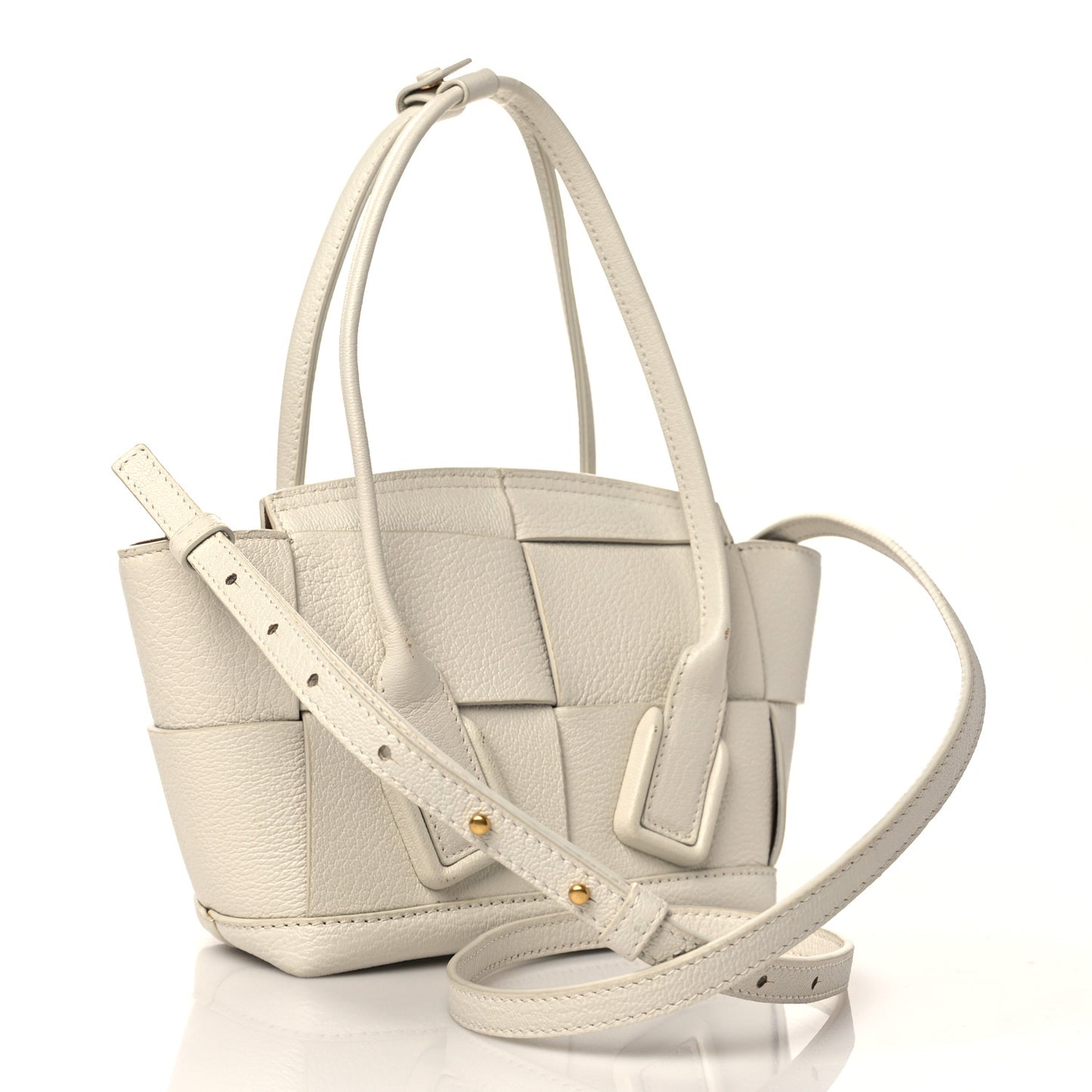 Grained Calfskin Maxi Intrecciato Mini Arco Bianco