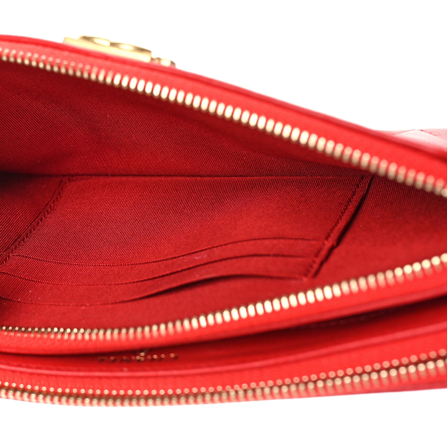 Lambskin Quilted Small Boy Clutch With Chain Red