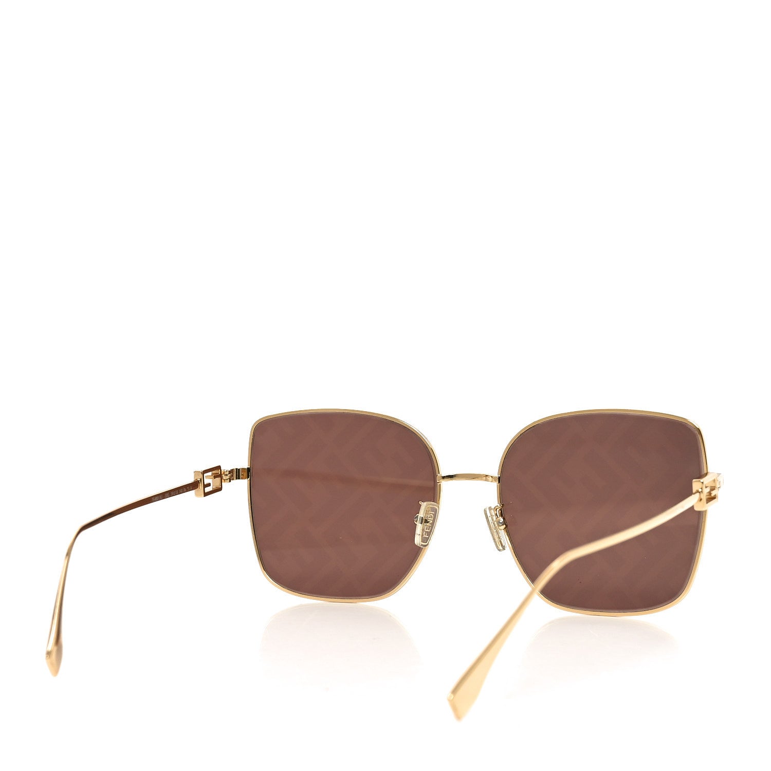 Fendi Metal Baguette Square Sunglasses FE40013U Gold Brown 4 of 6