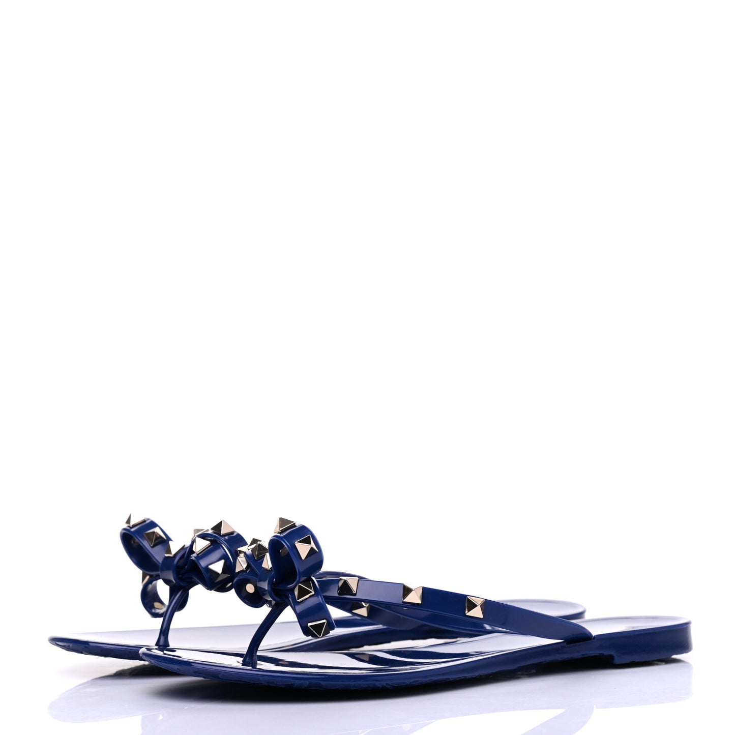 PVC Jelly Rockstud Bow Thong Sandals 39 Blu Delft