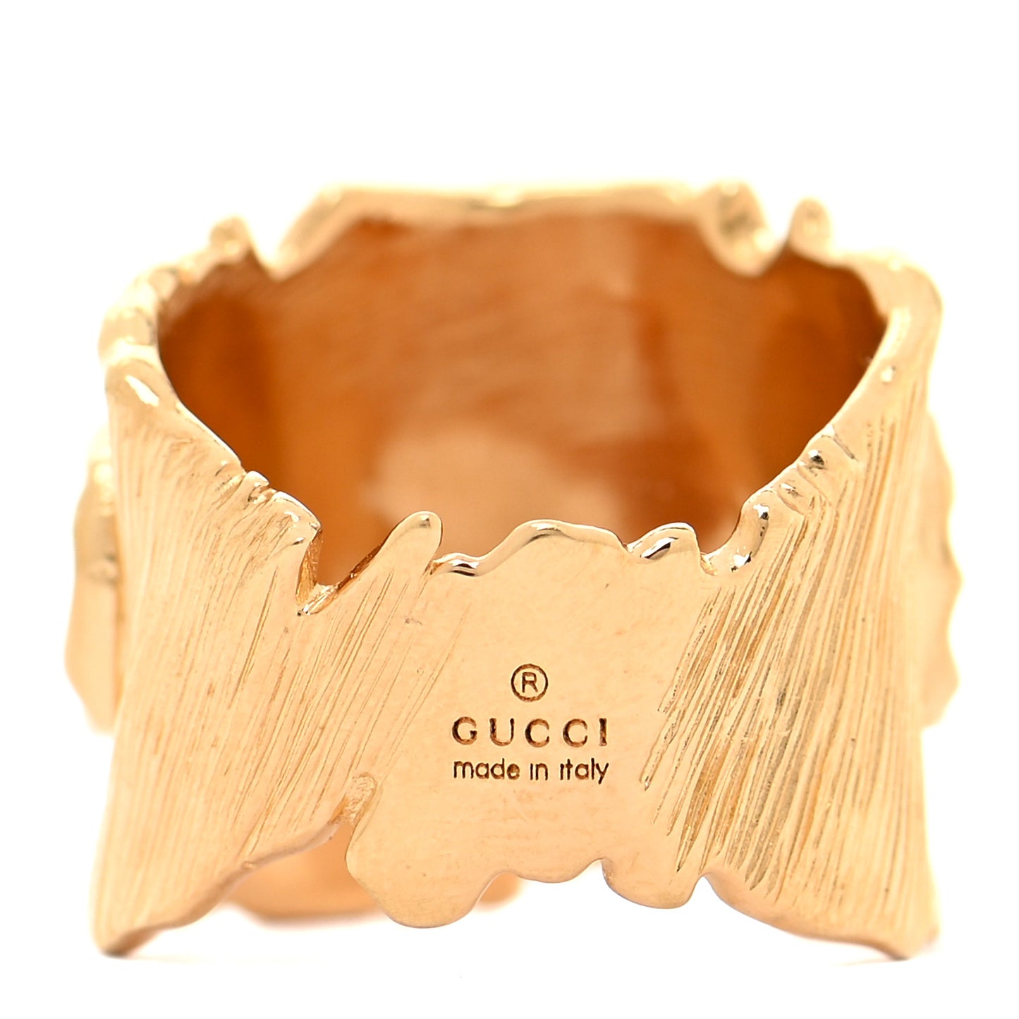 Textured Metal Crystal Interlocking G Ring M Gold Red