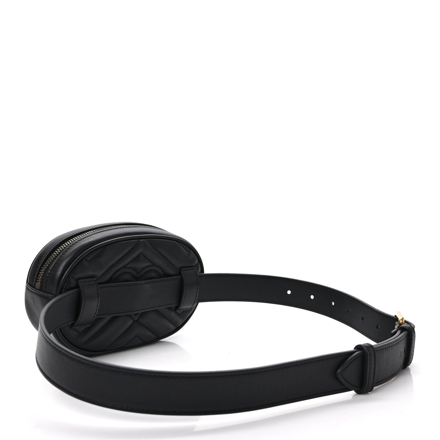 Gucci Calfskin Matelasse GG Marmont Belt Bag 85 34 Black 3 of 9