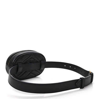 Gucci Calfskin Matelasse GG Marmont Belt Bag 85 34 Black 3 of 9