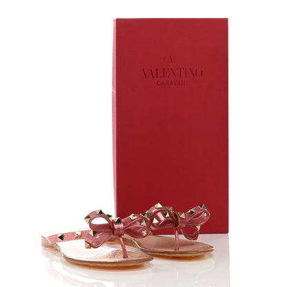 Valentino Garavani PVC Jelly Glitter Rockstud Bow Thong Sandals 36 Pink 8 of 8