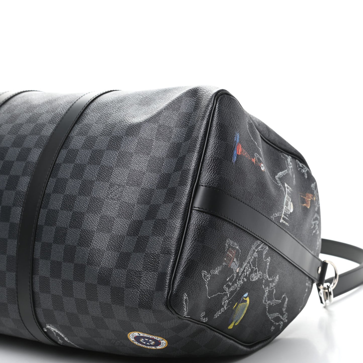 Damier Graphite World Map Keepall Bandouliere 50